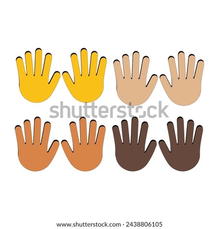 Hand with Fingers Splayed Gesture Icon. Raised hand emoji. Folded Hands sign, All skin tone gesture emoji