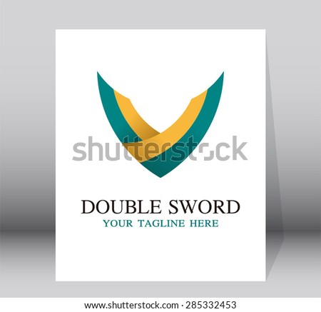 Double sword logo template for business company vector design element