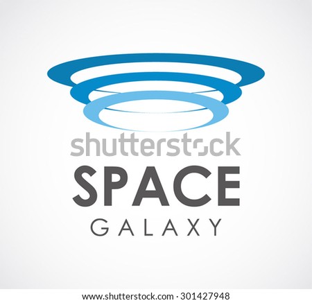 Spaceship blue ring abstract vector logo design template galaxy business icon space company symbol concept