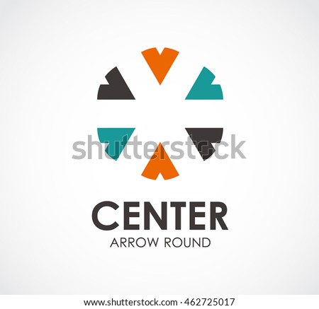 Center arrows of focus abstract vector and logo design or template rotation business icon of company identity symbol concept