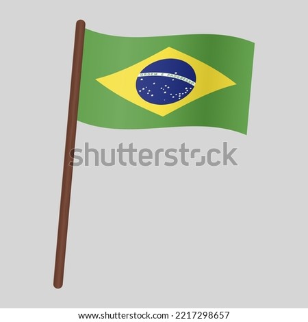 Brazil country flag. Flag on the flagpole. vector illustration