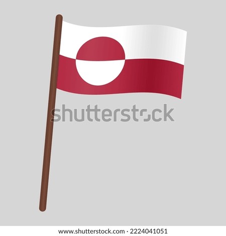 Flag of the country Greenland. Flag on the flagpole. Vector illustration