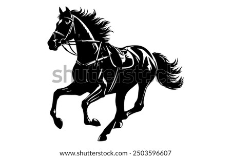 horse isolated on white, A silhouette of a running horse, racehorse silhouette, Arabian horse silhouette, silhouette horse running