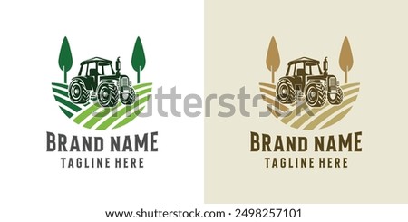 Farm tractor logo design. Tractor logo for agricultural farming. Farm tractor logo design template