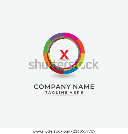 letter X Dynamic Segments Of Colored Circle logo
