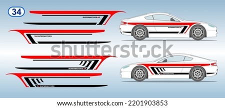 Car side door sticker stripe design. Auto vinyl decal template. Suitable for printing or cutting.
Scaling without loss of quality for different car model.