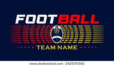 American football team fan vector clipart. Banner, card, flyer, t shirt print design. 
Isolated on dark blue background. 
