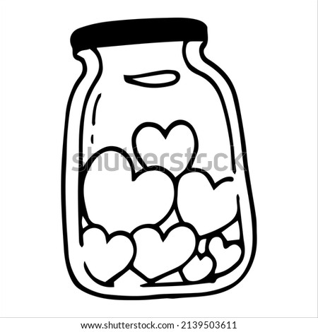 Cute hand drown glass jar icon for greeting cards, posters, prints, bullet journal and planer.