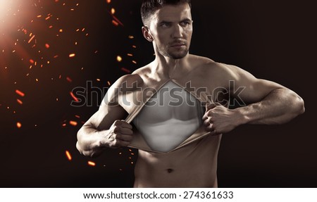 Athlete businessman showing his internal strength