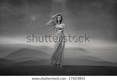 Lady Puppet, Young Girl Standing On A Hill Stock Photo 27603805 ...