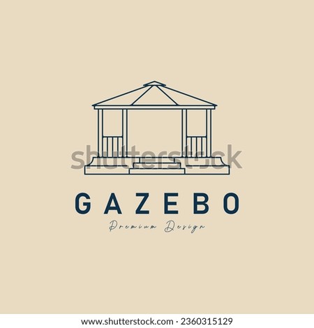 gazebo line art logo vector illustration design, gazebo garden construction icon vector design