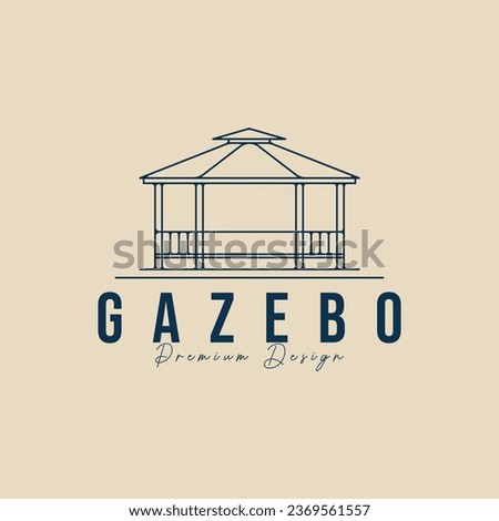 gazebo line art logo vector illustration design minimalist, gazebo garden construction icon vector design