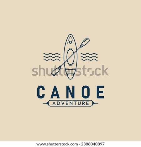 canoe adventure logo line art minimalist, kayaking logo vector illustration design