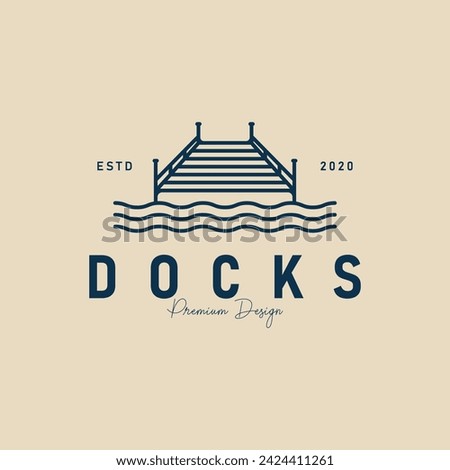 docks line art logo minimalist, icon vector pier simple logo illustration design