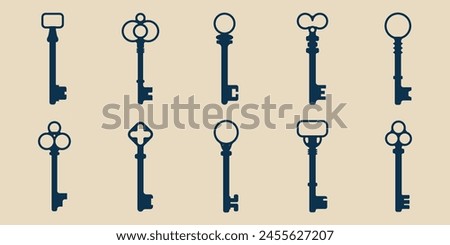 set old key vector icon logo design minimalist, vector illustration design