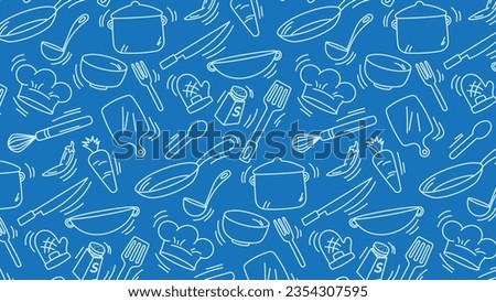 kitchen doodle seamless pattern backround hand drawing cooking icon