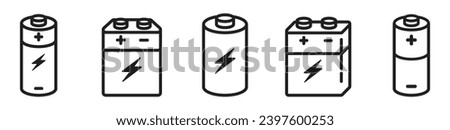 battery cell icon set power electricity and energy symbol