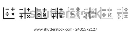 mathematics symbol icon plus minus divide and cross outline icon