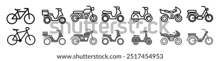 motocycle bicycle motor bike icon bundle