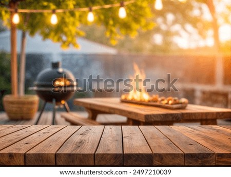 Similar – Image, Stock Photo Grilling meat on the barbecue