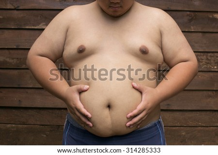 Asia Fat man with a big belly
