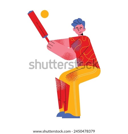 Baseball player holding bat. Batter, sport man playing. Hitter athlete hitting. Man slugger standing in pose for training base ball game. Flat vector illustration isolated on white background