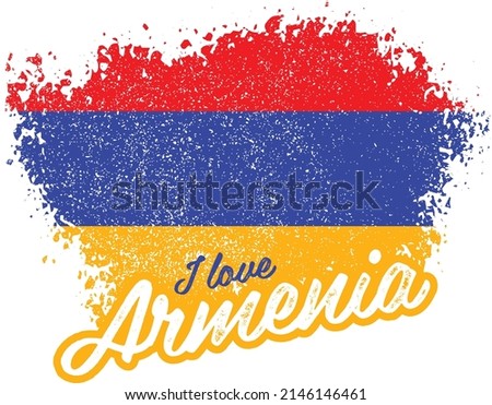 illustration of vector flag with text (I love Armenia)
