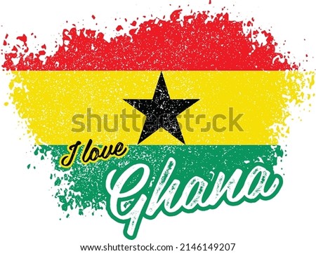 illustration of vector flag with text (I love Ghana)