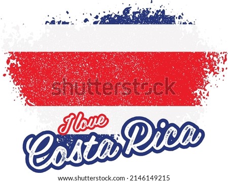 illustration of vector flag with text (I love costa rica)