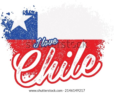 illustration of vector flag with text (I love Chile)