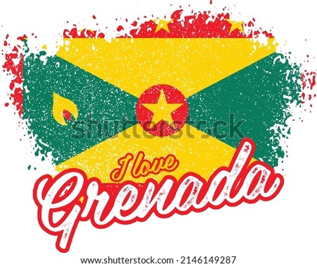 illustration of vector flag with text (I love Grenada)