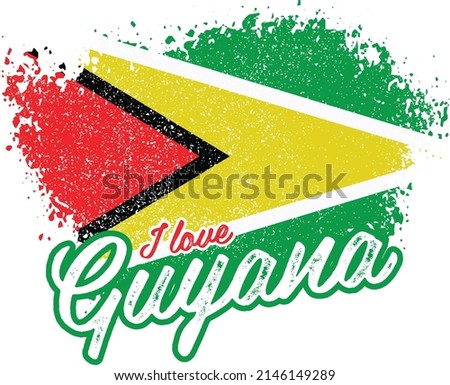 illustration of vector flag with text (I love Guyana)