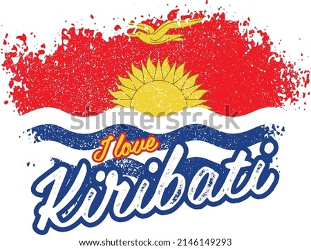 illustration of vector flag with text (I love Kiribati)