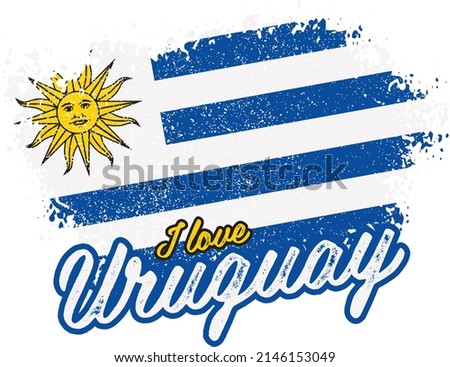 illustration of vector flag with text (I love Uruguay)