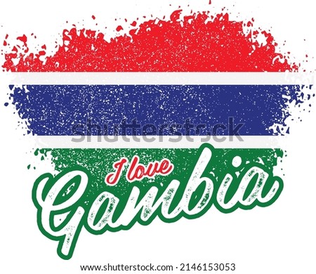 illustration of vector flag with text (I love Gambia)