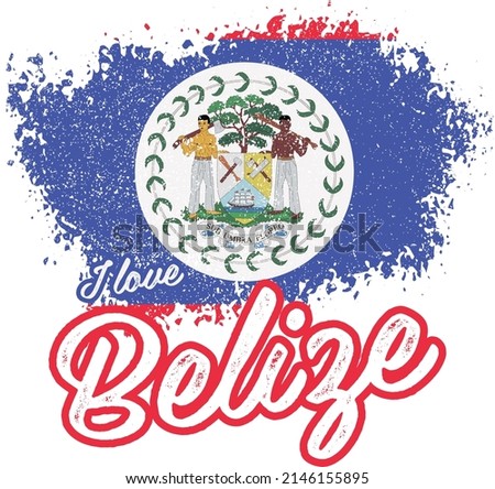 illustration of vector flag with text (I love Belize)