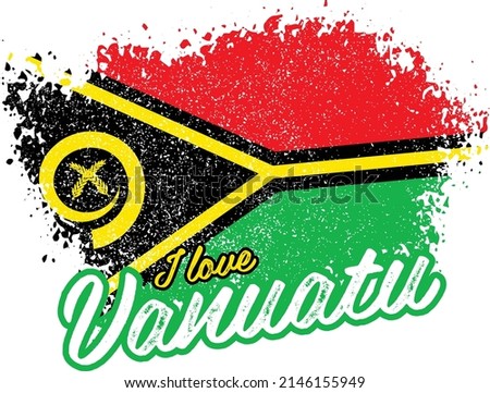 illustration of vector flag with text (I love Vanuatu)