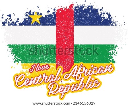 illustration of vector flag with text (I love Central African Republic)