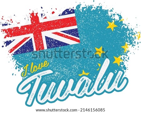 illustration of vector flag with text (I love Tuvalu)