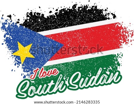 illustration of vector flag with text (I love South Sudan)