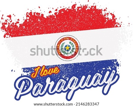 illustration of vector flag with text (I love Paraguay)