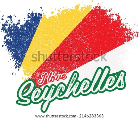 illustration of vector flag with text (I love Seychelles)