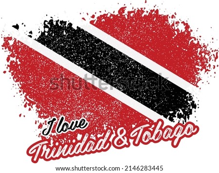 illustration of vector flag with text (I love Trinidad and Tobago)