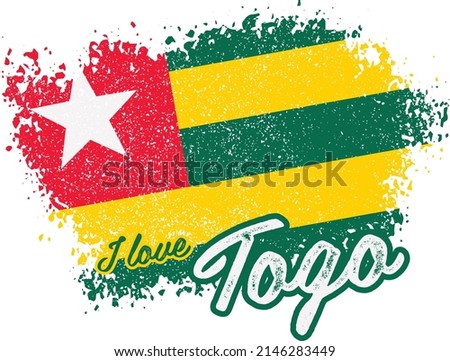 illustration of vector flag with text (I love Togo)