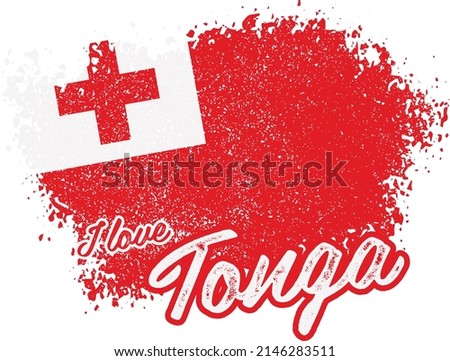 illustration of vector flag with text (I love Tonga)