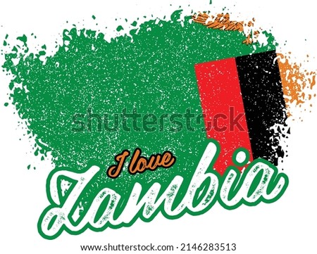 illustration of vector flag with text (I love Zambia)