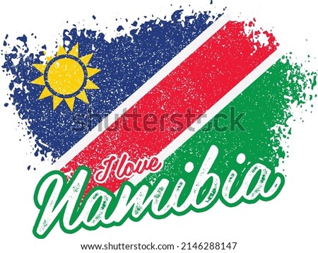 illustration of vector flag with text (I love Namibia)