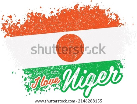 illustration of vector flag with text (I love Niger)