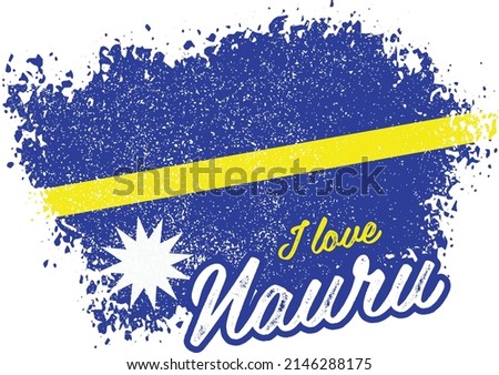 illustration of vector flag with text (I love Nauru)