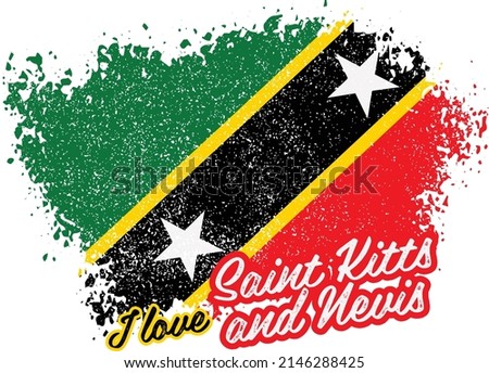illustration of vector flag with text (I love Saint Kitts and Nevis)